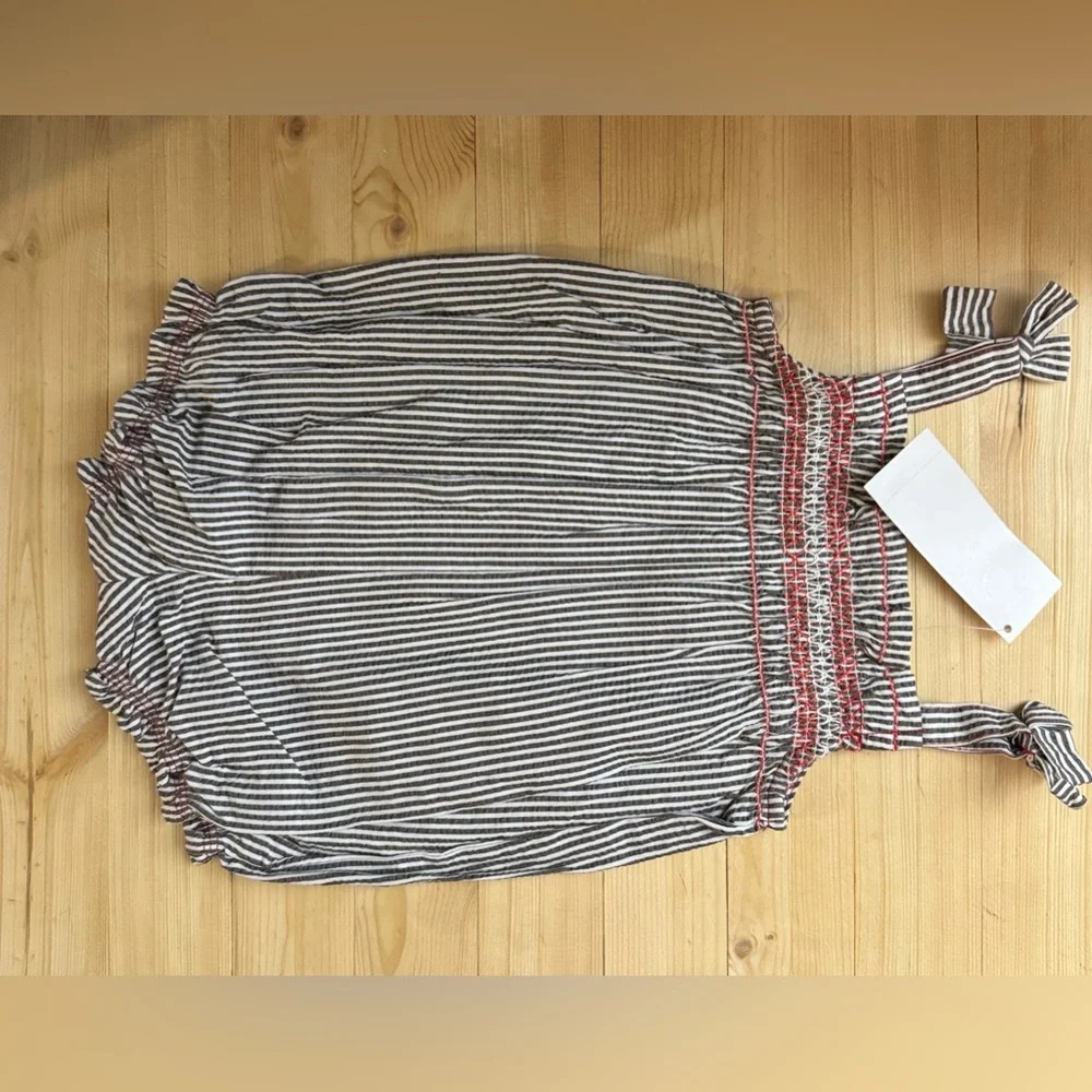 Gymboree Striped Romper 3-6M Baby Girl Smocked Tie Strap Bubble Outfit NWT